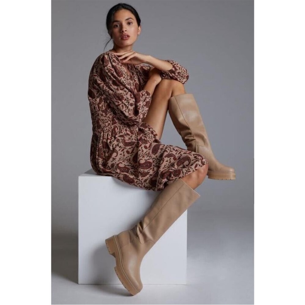 Sam Edelman Larina Waterproof Boot Tall Riding Sesame Tan Leather Size 6.5